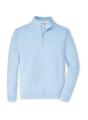 Peter Millar - Men's Perth Mini-Stripe Stretch Loop Terry Quarter-Zip - Cottage Blue/White