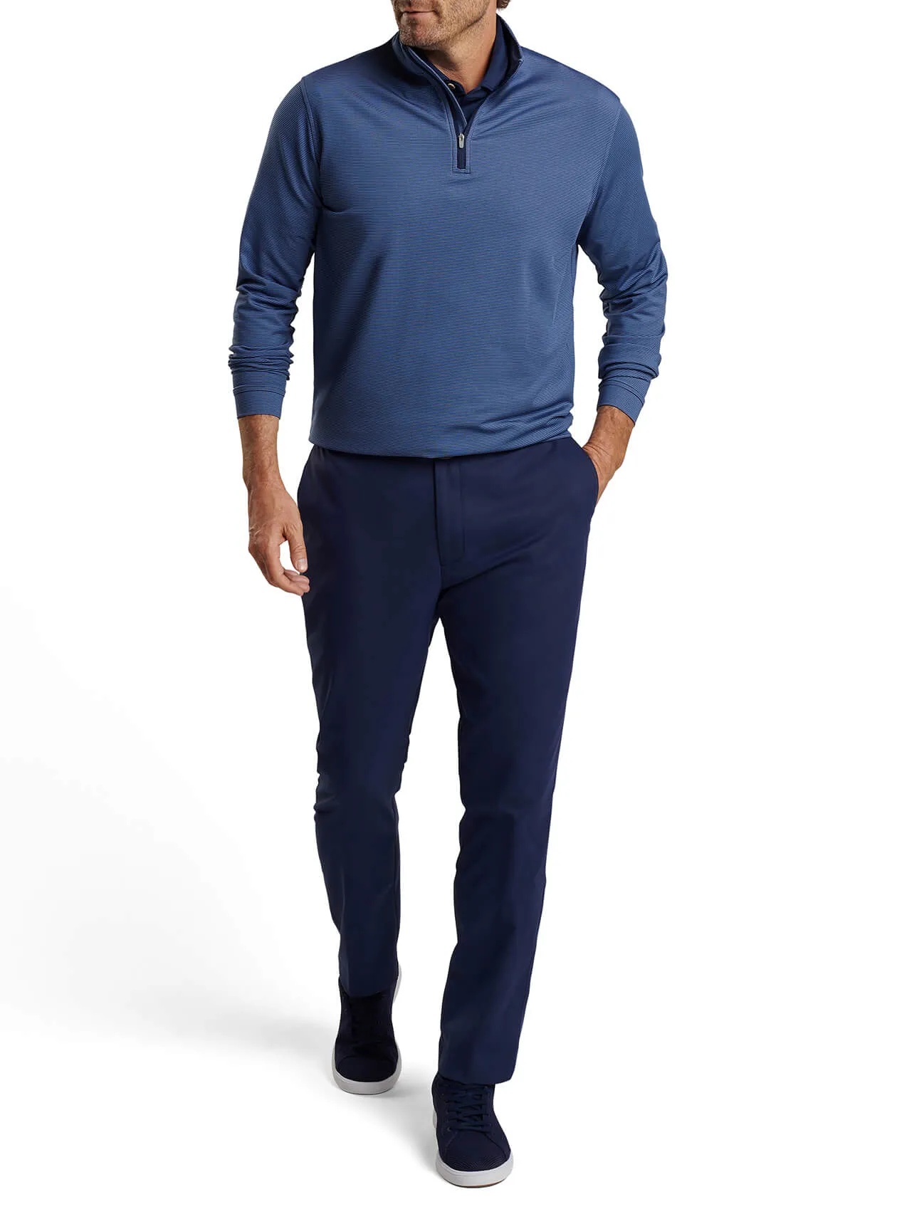 Peter Millar Perth Mini-Stripe Stretch Loop Terry Custom Quarter-Zips, Navy