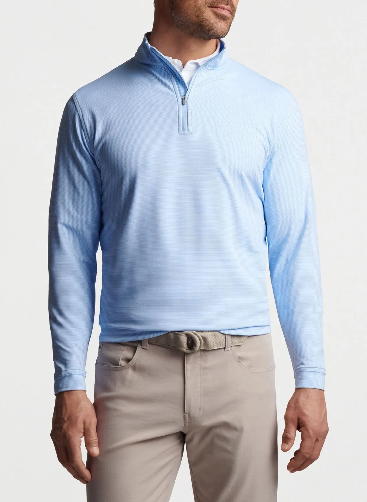 Peter Millar Perth Mini Stripe Stretch Terry Quarter Zips, Cottage Blue