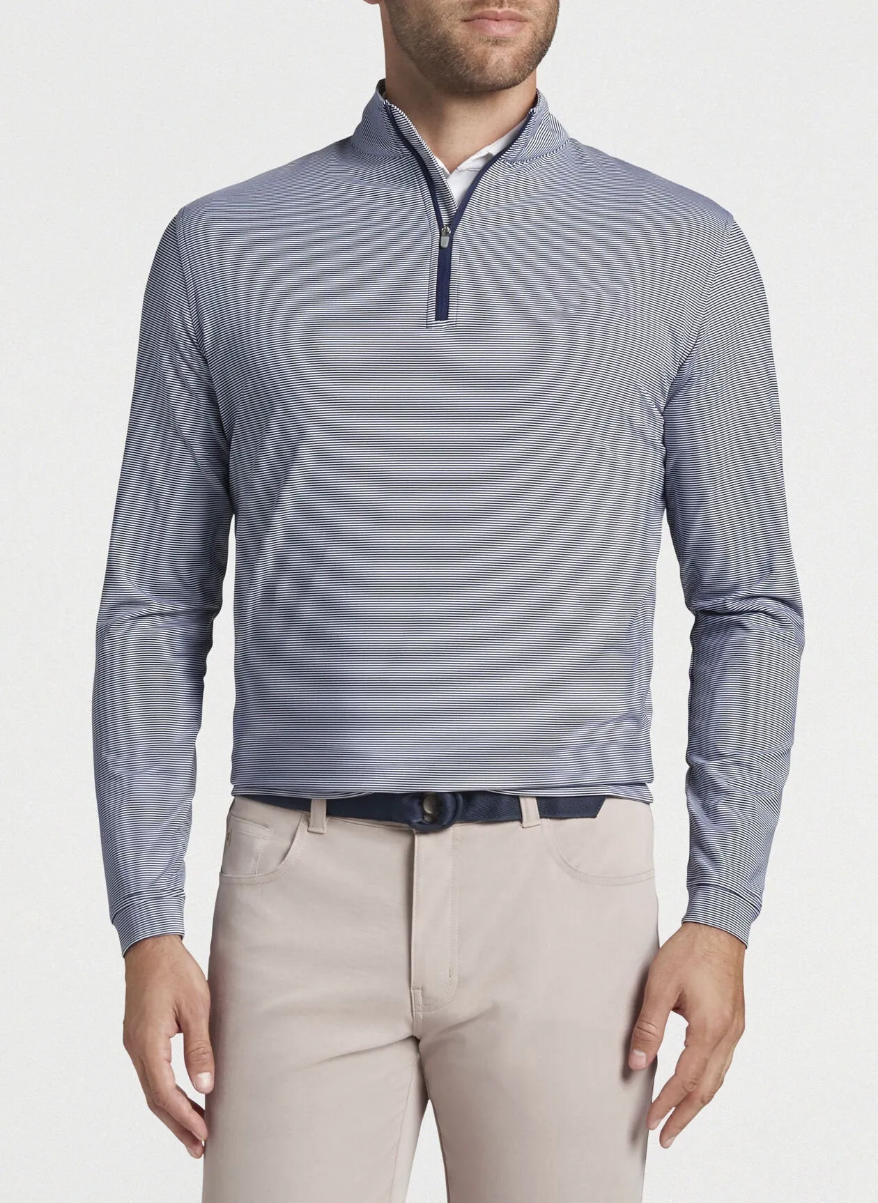 Peter Millar Perth Mini Stripe Stretch Terry Quarter Zips, Navy White