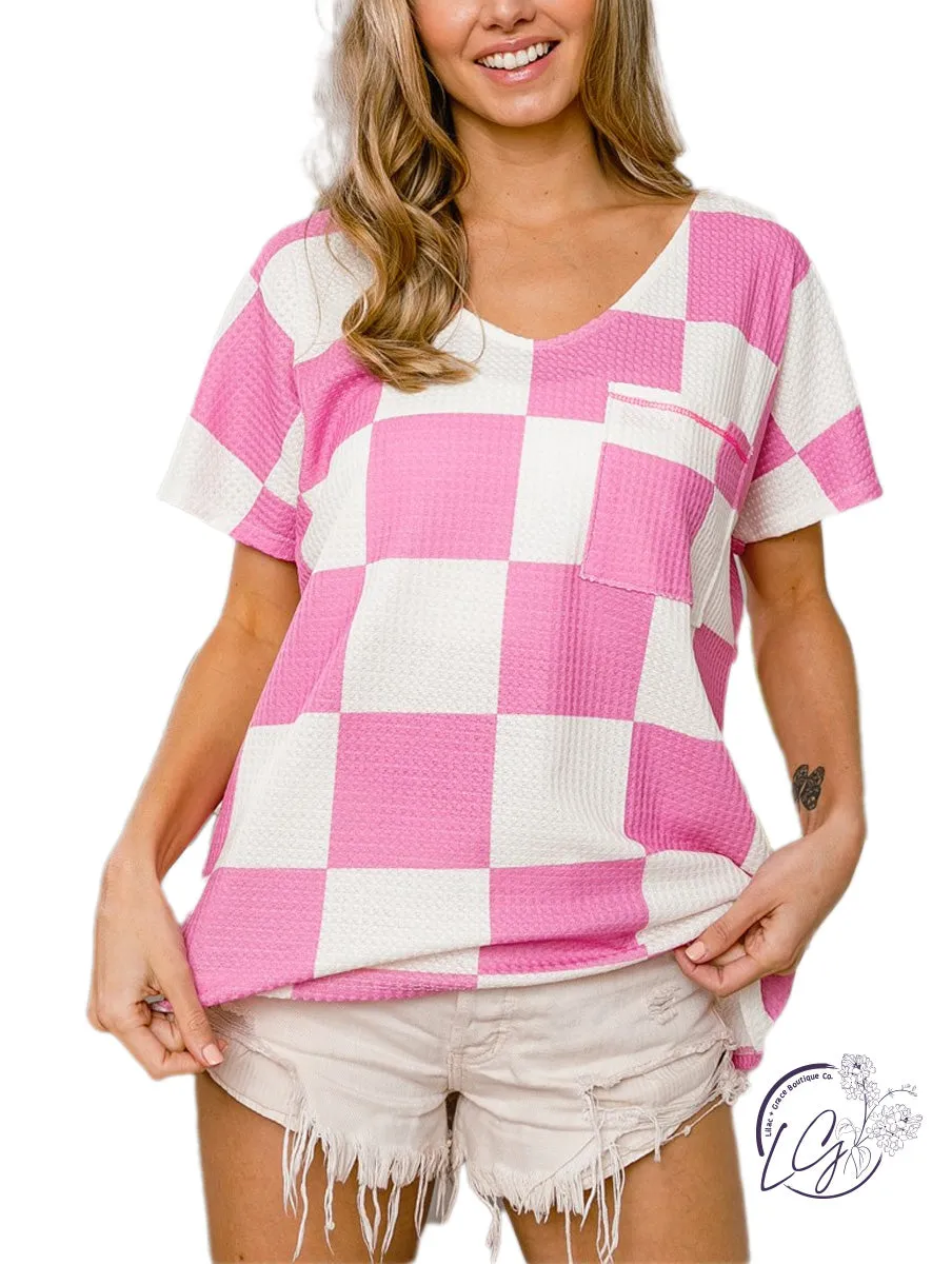 Plaid Patchwork Pocket Serenity Top