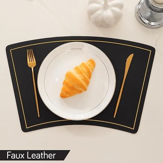 Premium Faux Leather Dining Table Mats, Black