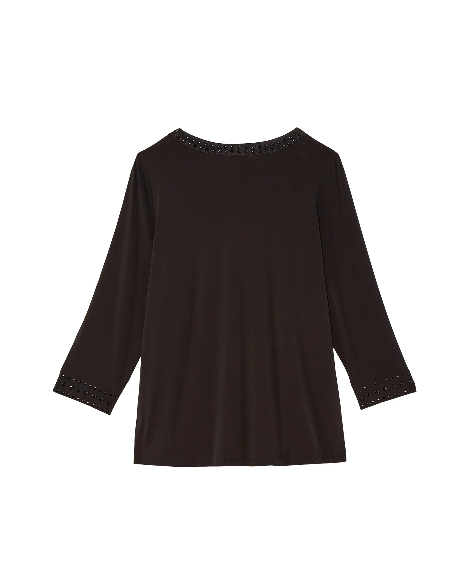 Prue 3/4 Sleeve Studded Top with Keyhole | Black