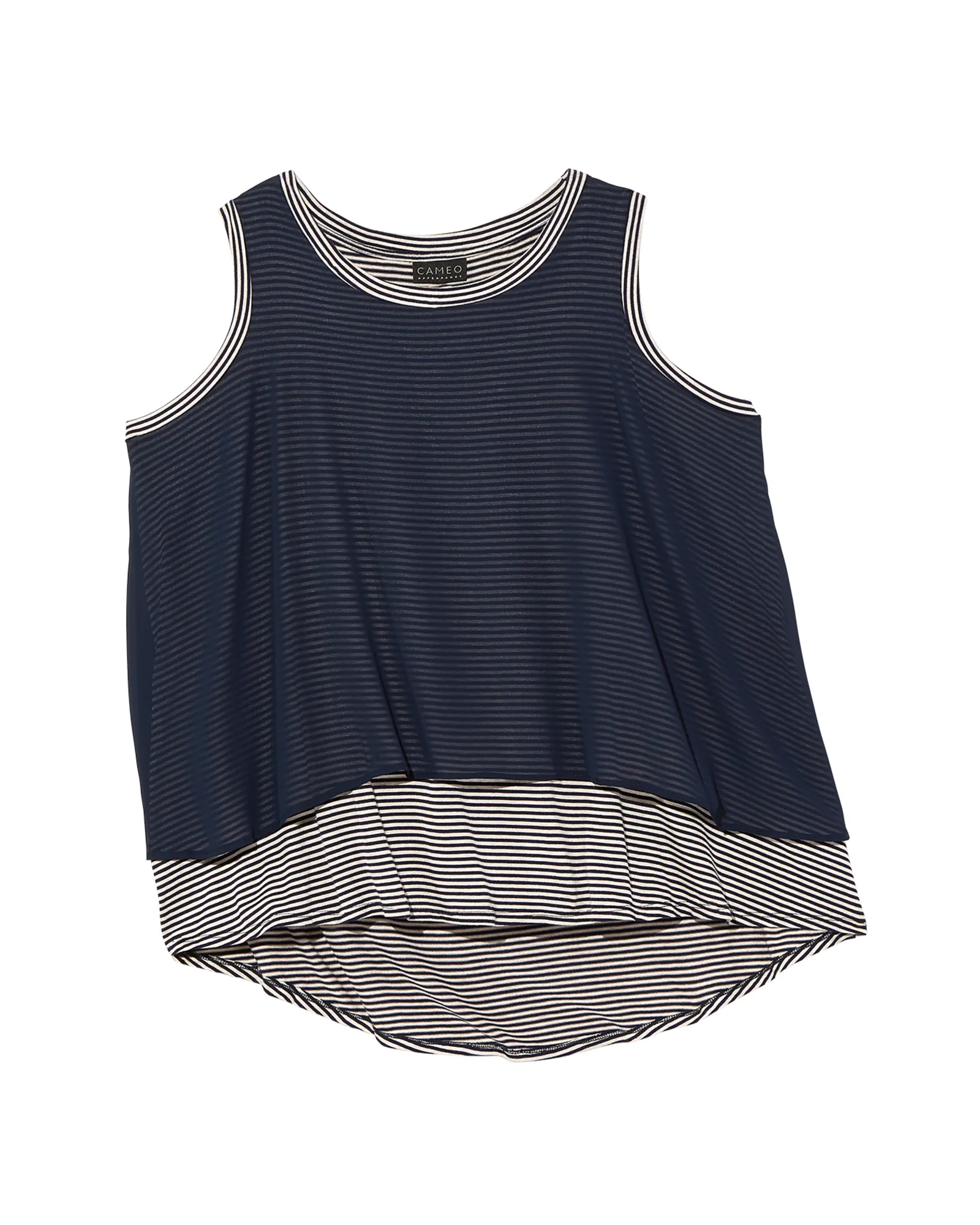 Quinn Mixed Media Tank | Navy / White