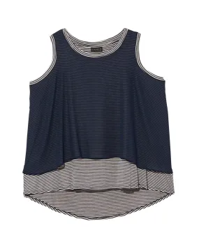 Quinn Mixed Media Tank | Navy / White