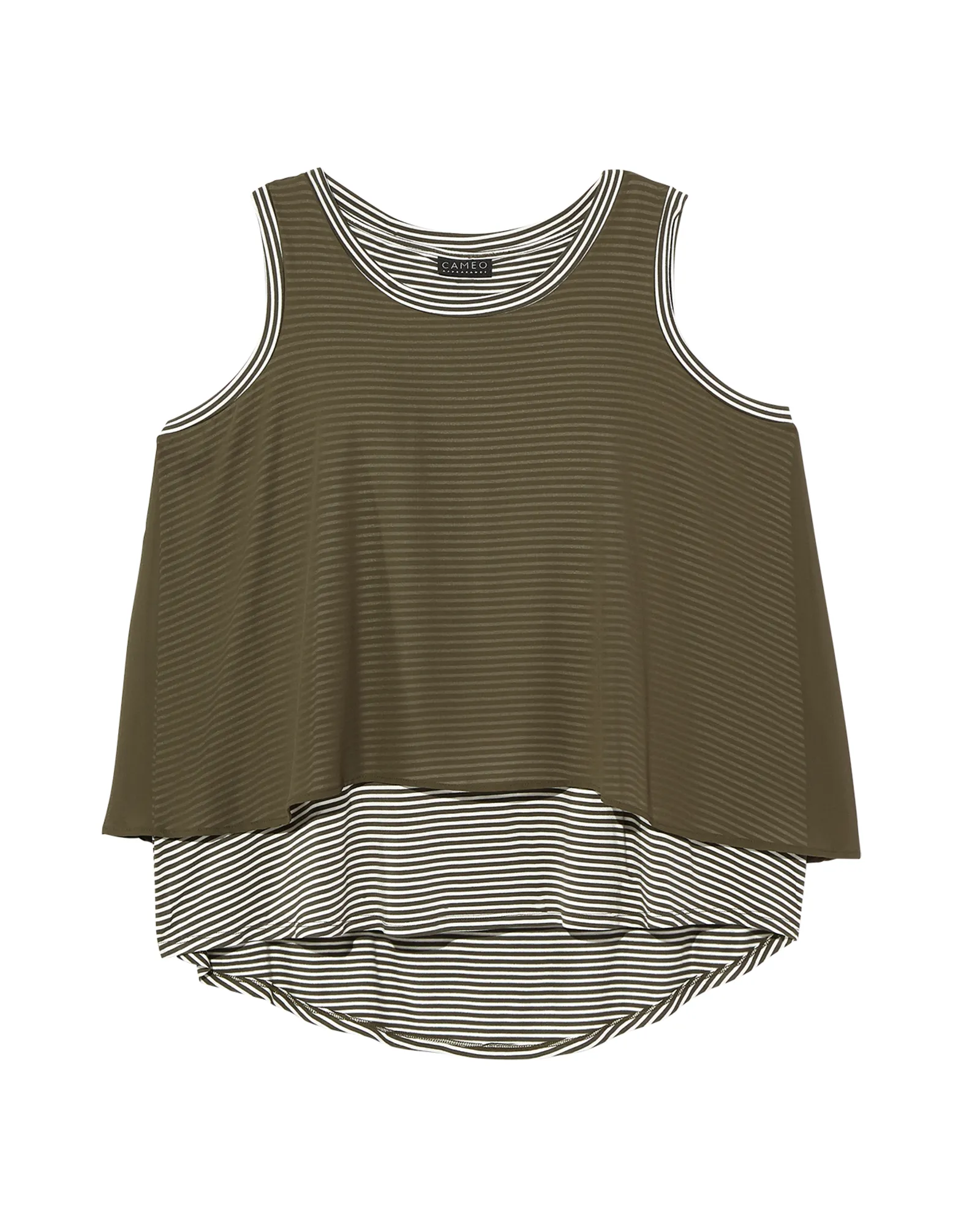 Quinn Mixed Media Tank | Olive Green / White