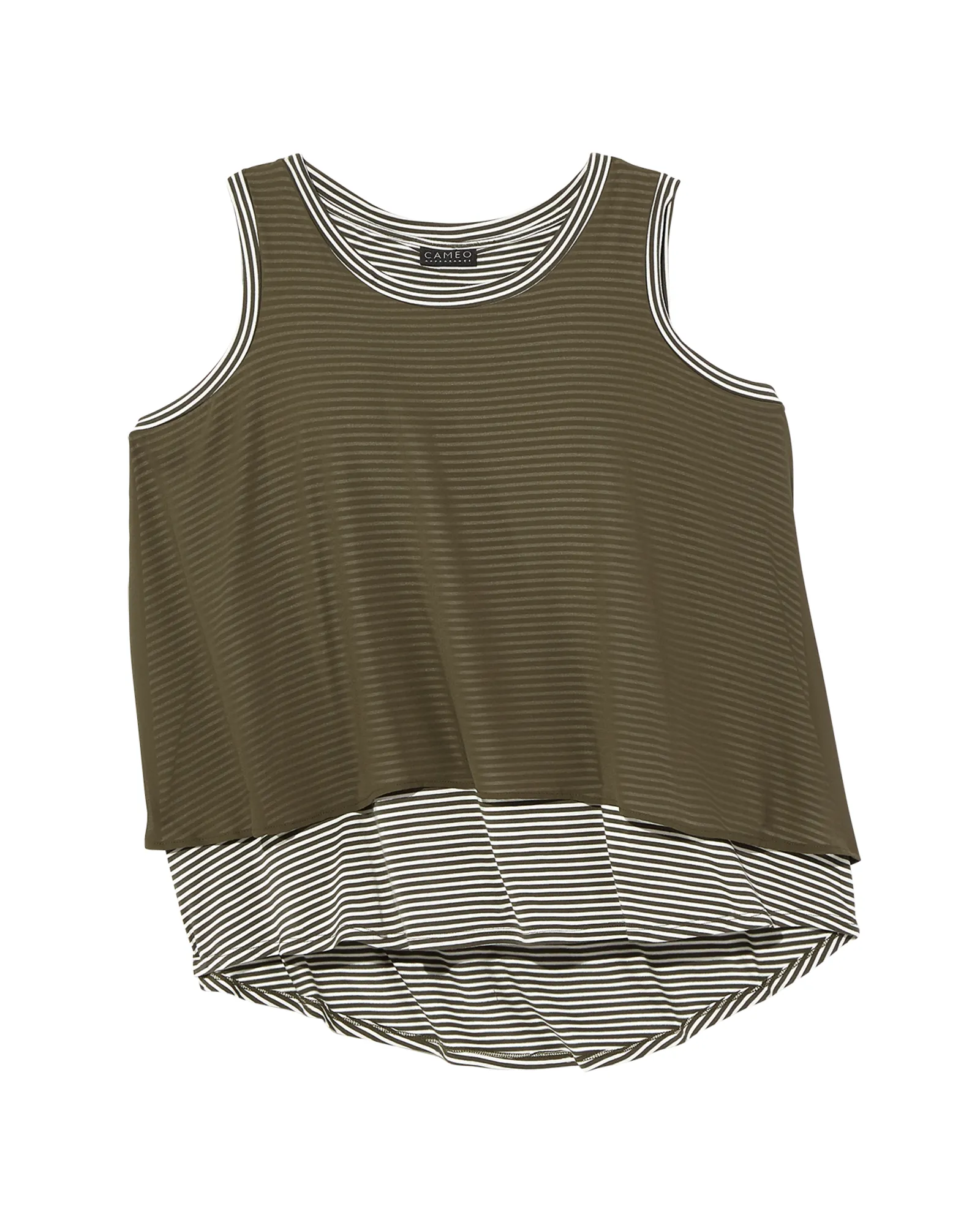 Quinn Mixed Media Tank | Olive Green / White