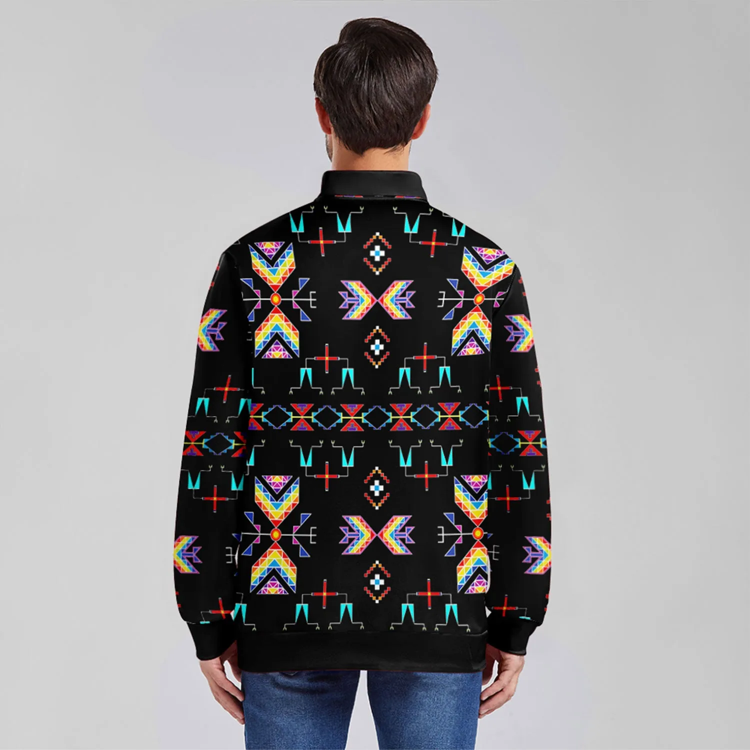 Rainy Chief Rainbow Black Zippered Collared Lightweight Jacket