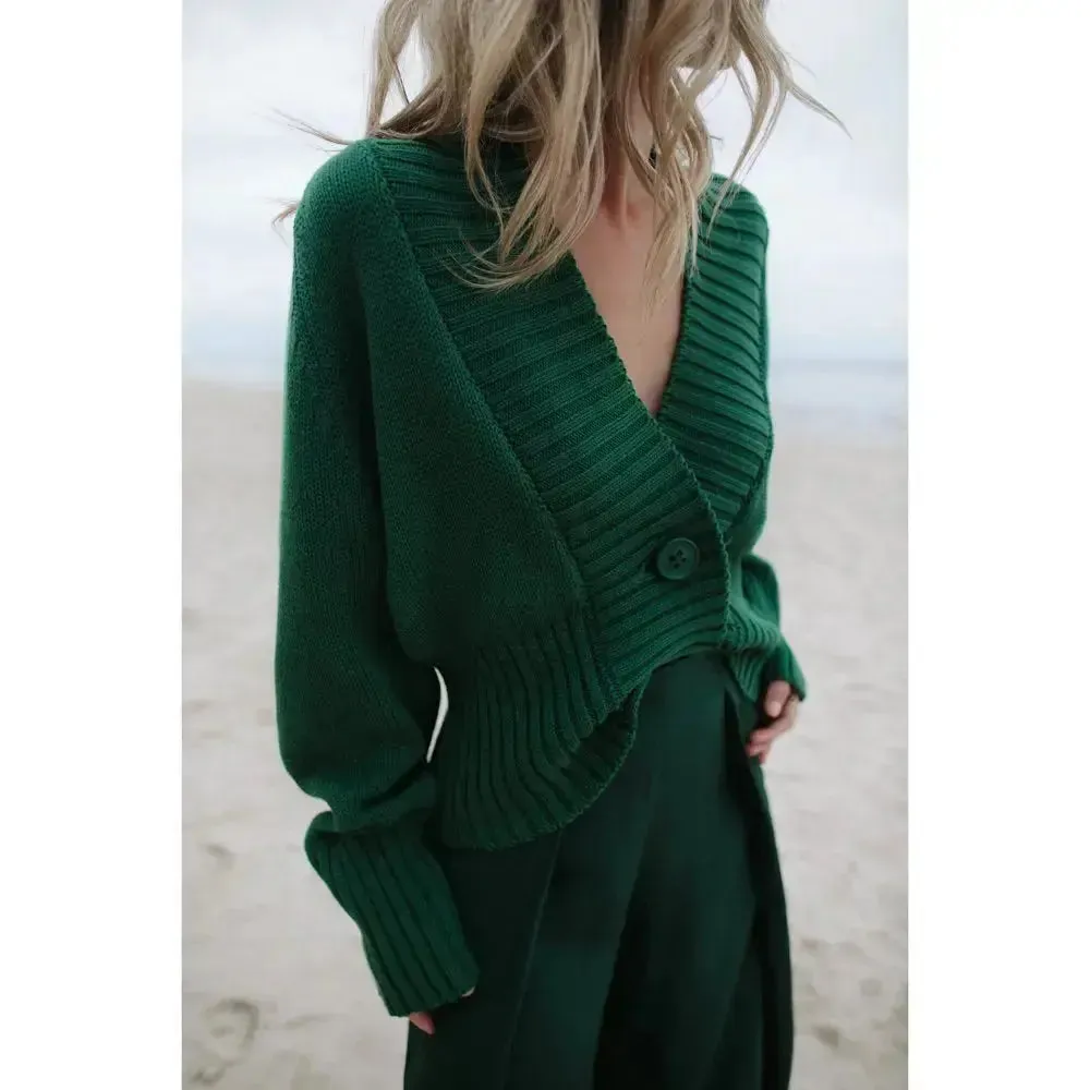 Recycled cotton cardigan in Green by Seaside Tones