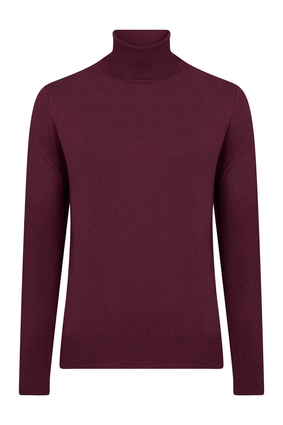 Regular Fit Basic Plain Plum Turtleneck Sweater