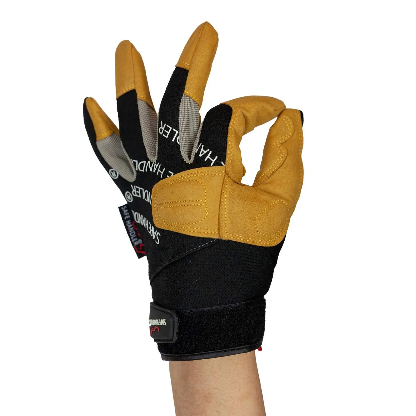 Reinforced Leather Padding Gloves With Loop Wrist Strap - Bison Life