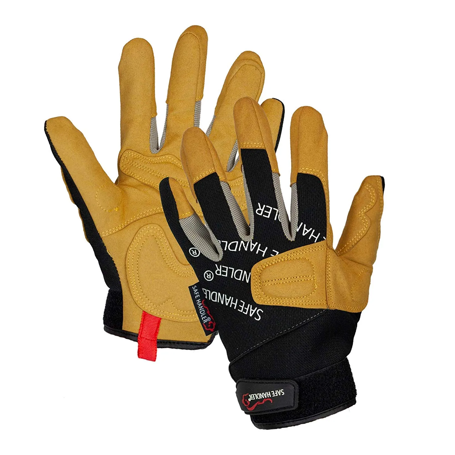 Reinforced Leather Padding Gloves With Loop Wrist Strap - Bison Life