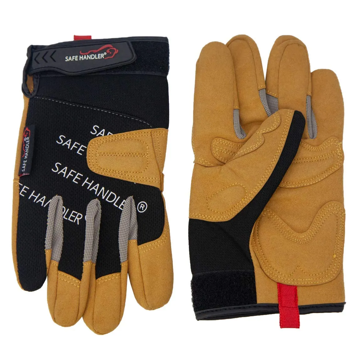 Reinforced Leather Padding Gloves With Loop Wrist Strap - Bison Life