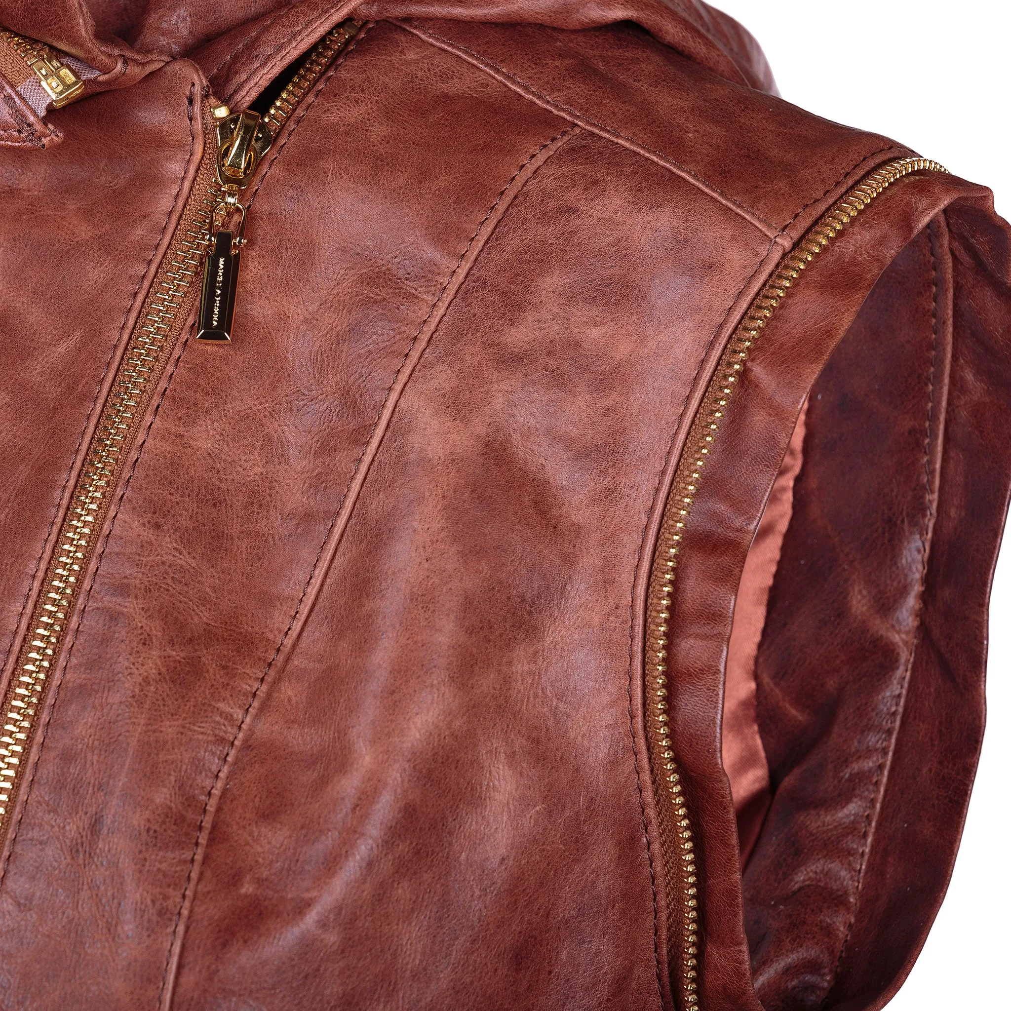 Removable Sleeves and Hood Reindeer Leather Jacket- Limited Edition