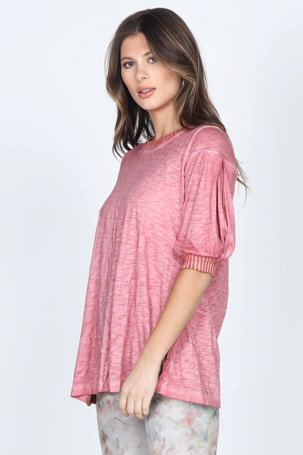 Ribbed Hem Sleeve Top