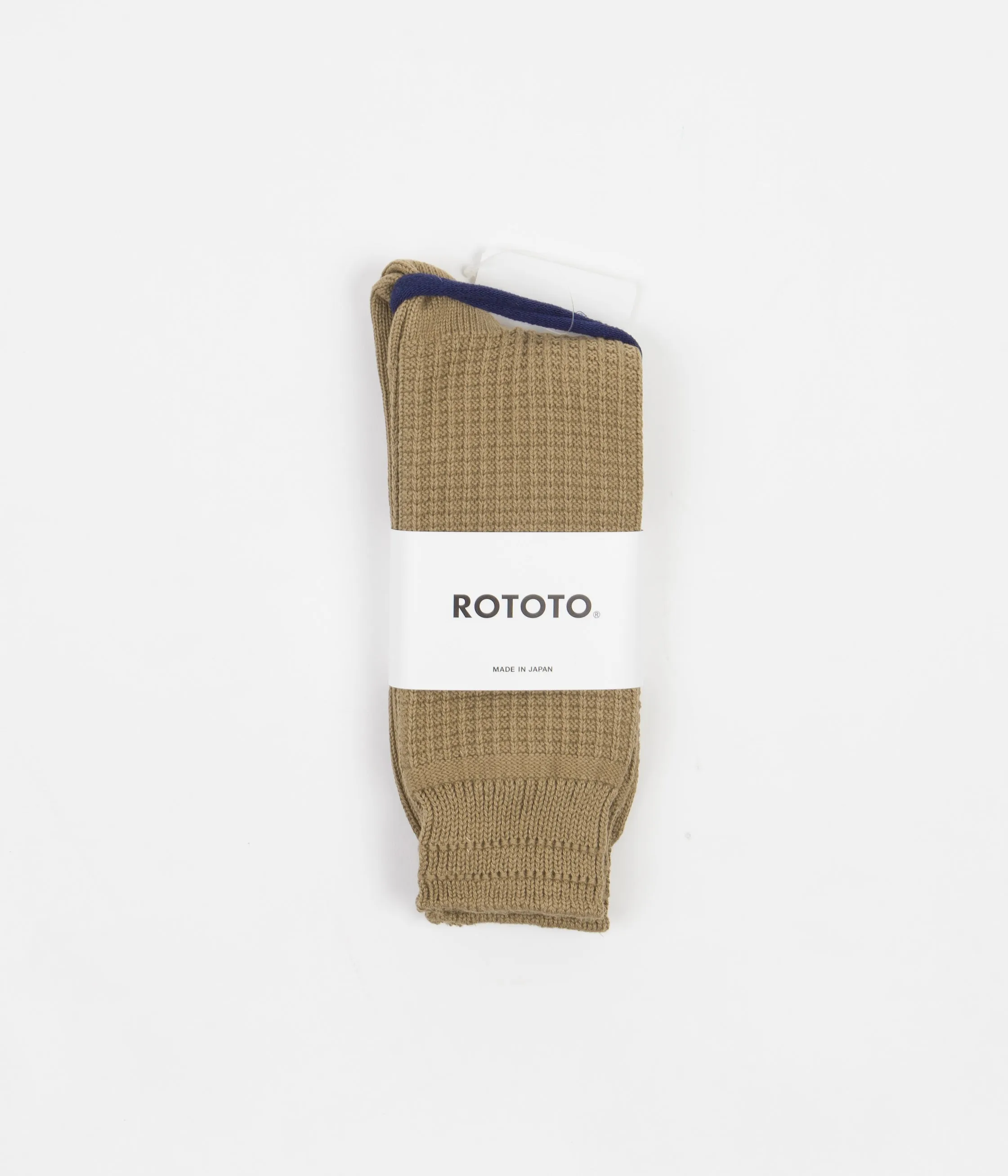 RoToTo Cotton Waffle Crew Socks - Khaki