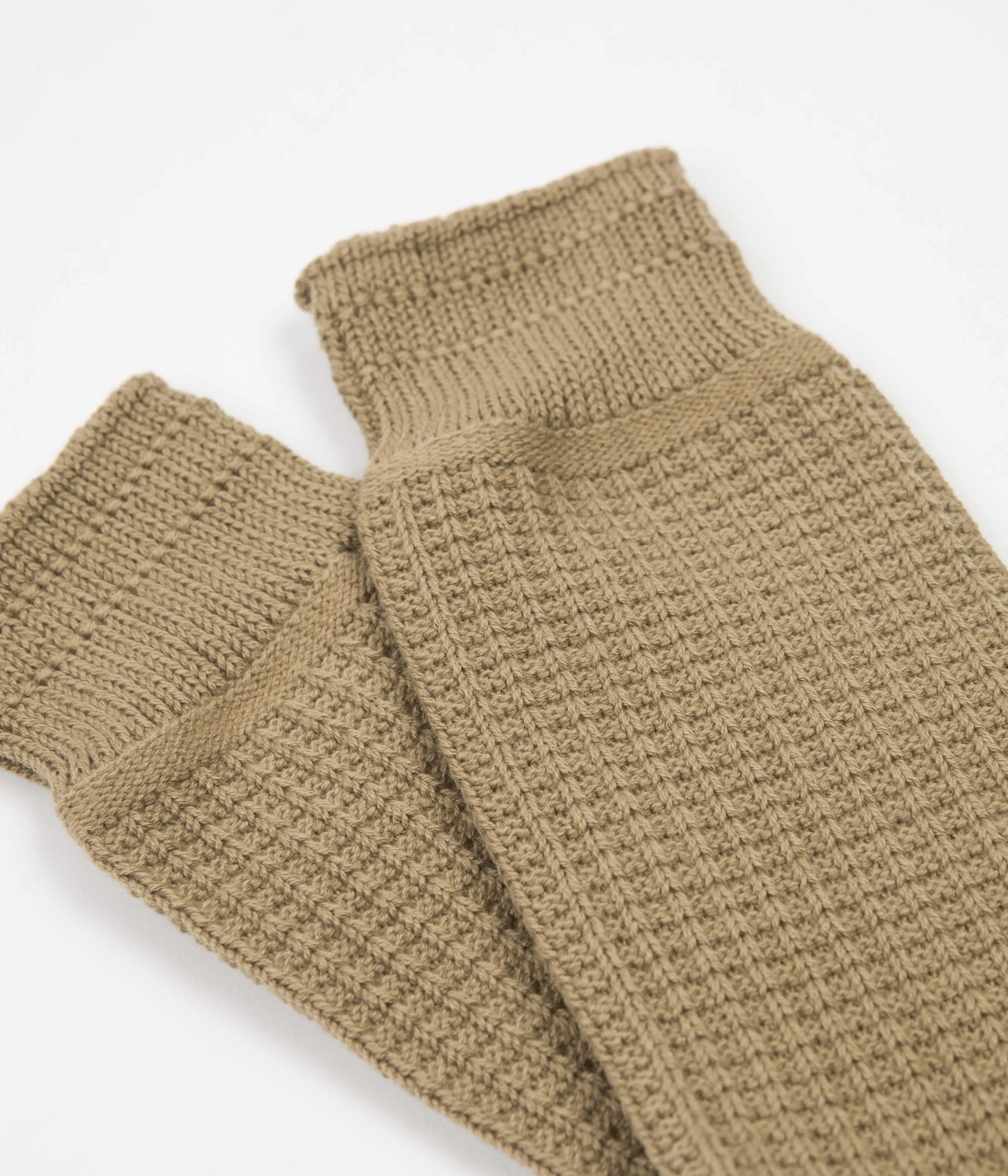 RoToTo Cotton Waffle Crew Socks - Khaki