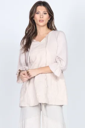 Ruffle Sleeves Linen Tunic