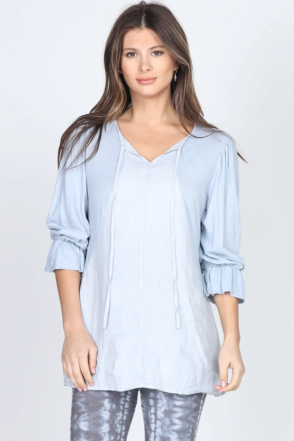 Ruffle Sleeves Linen Tunic