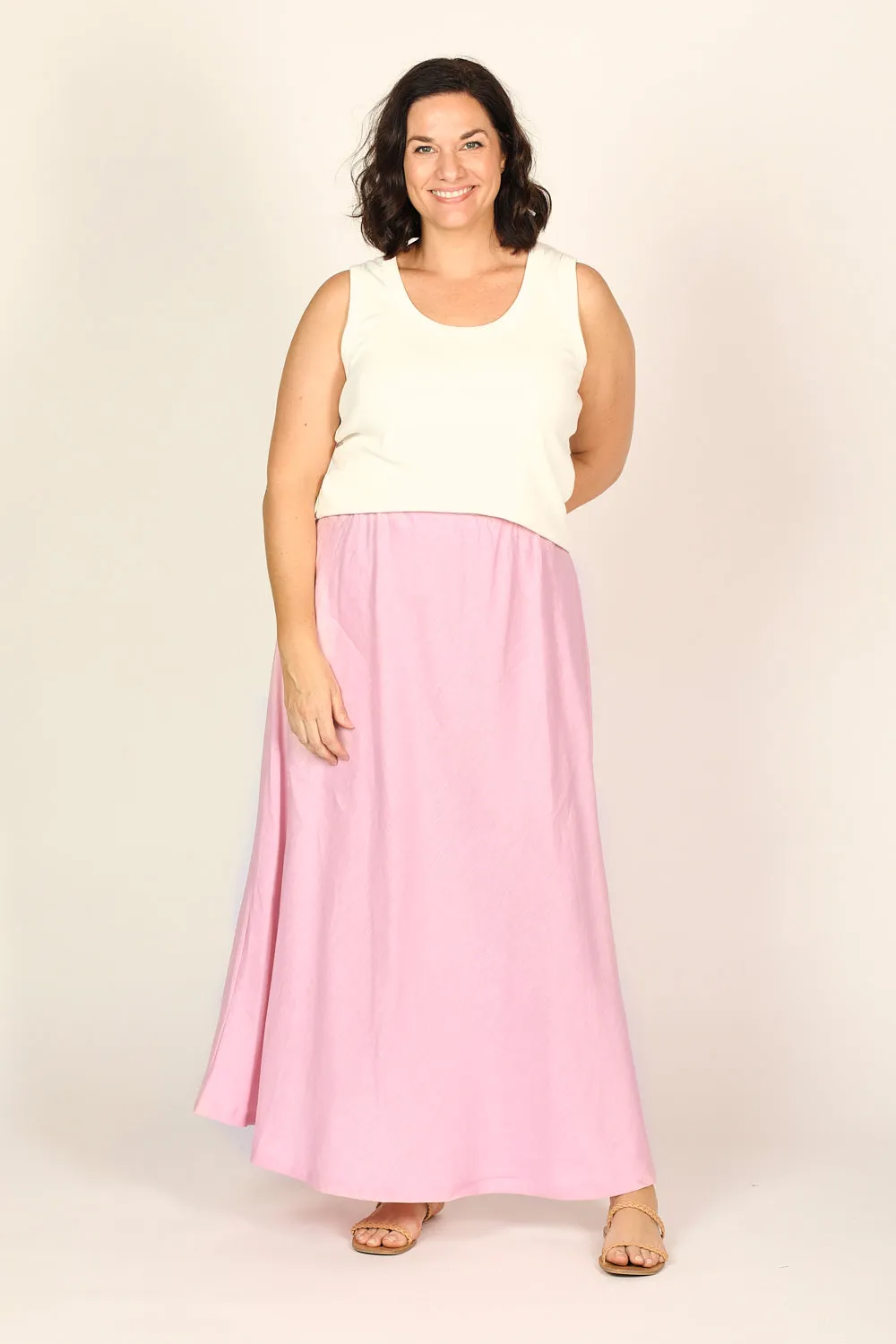 Sabina Linen Skirt in Peony