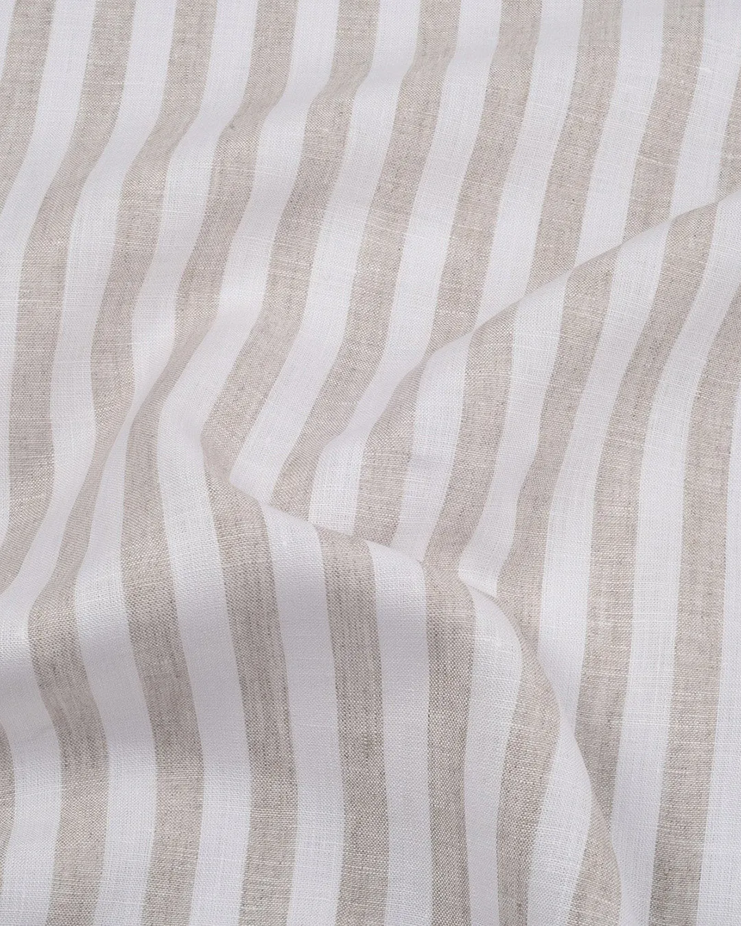 Sand White Awning Stripes Linen