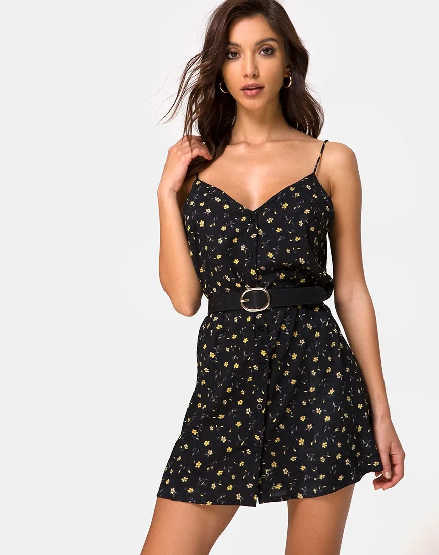 Sanna Slip Dress in Pretty Petal Black