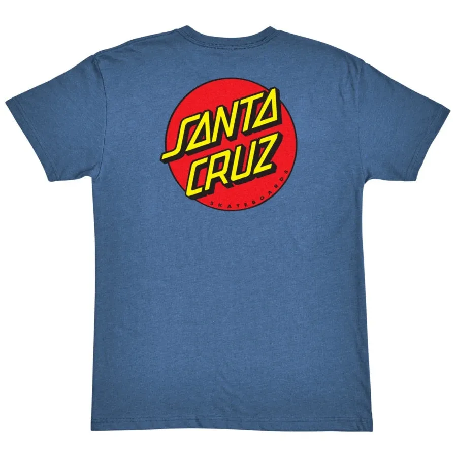 Santa Cruz Classic Dot Chest T Shirt Heather Cool Blue