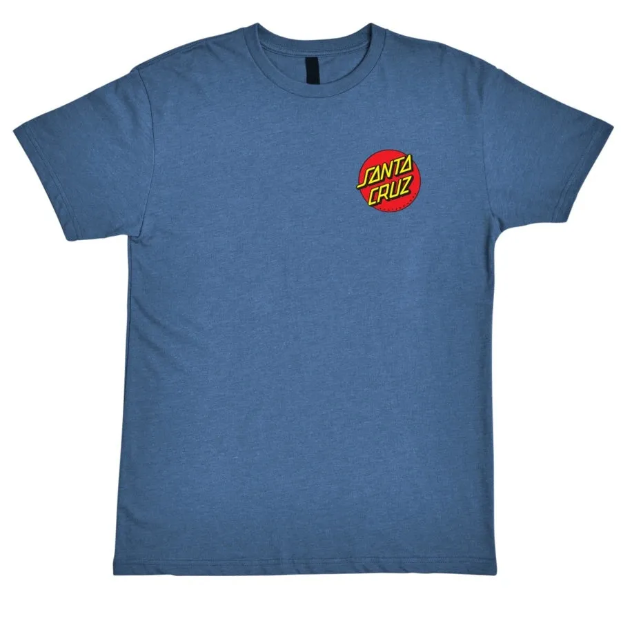 Santa Cruz Classic Dot Chest T Shirt Heather Cool Blue