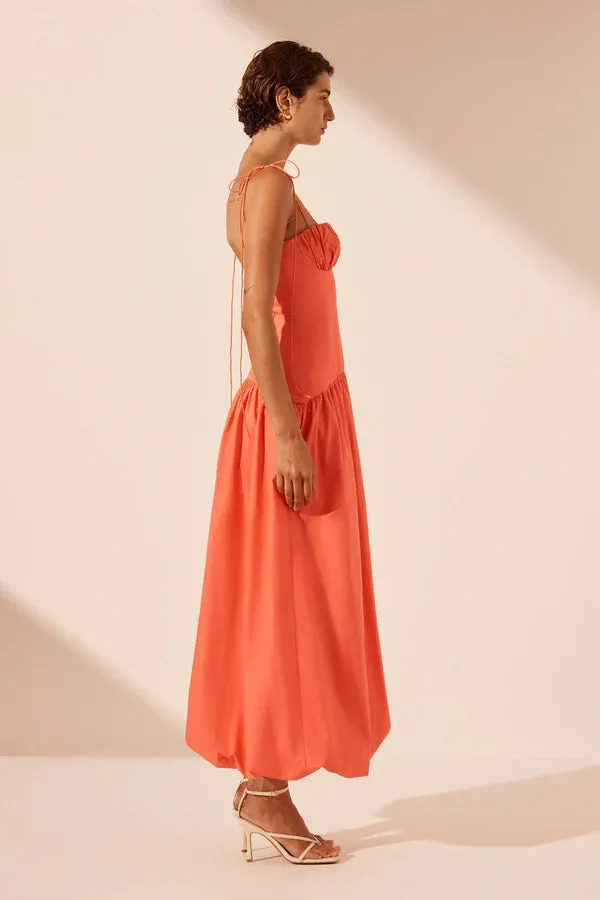 Shona Joy - Maiori Gathered Bubble Midi Dress - Coral