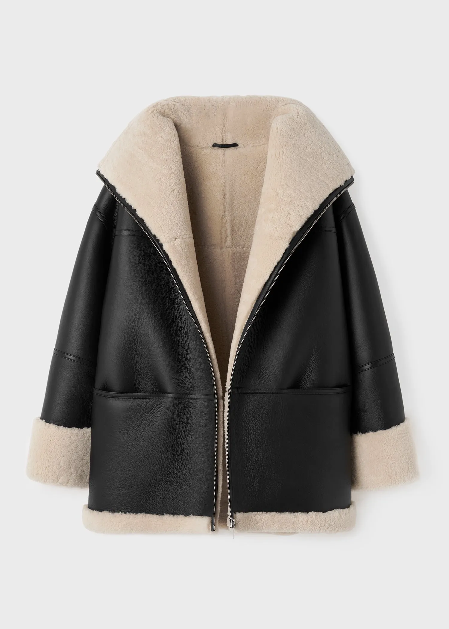 Signature shearling jacket black/off-white