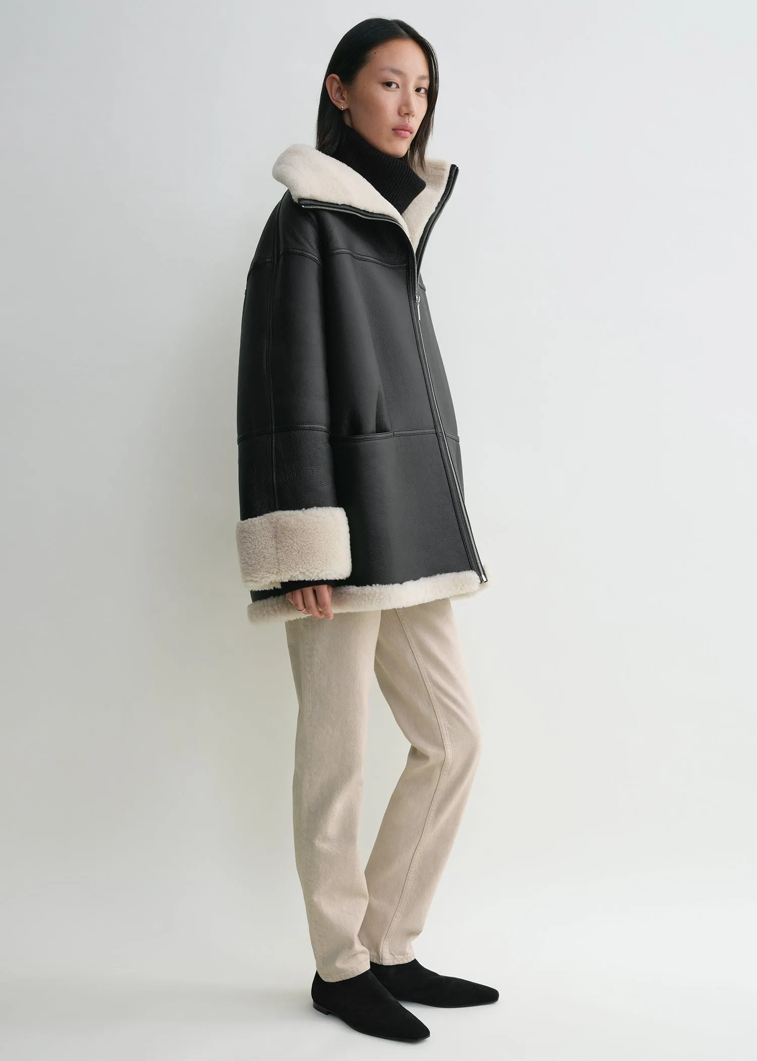 Signature shearling jacket black/off-white