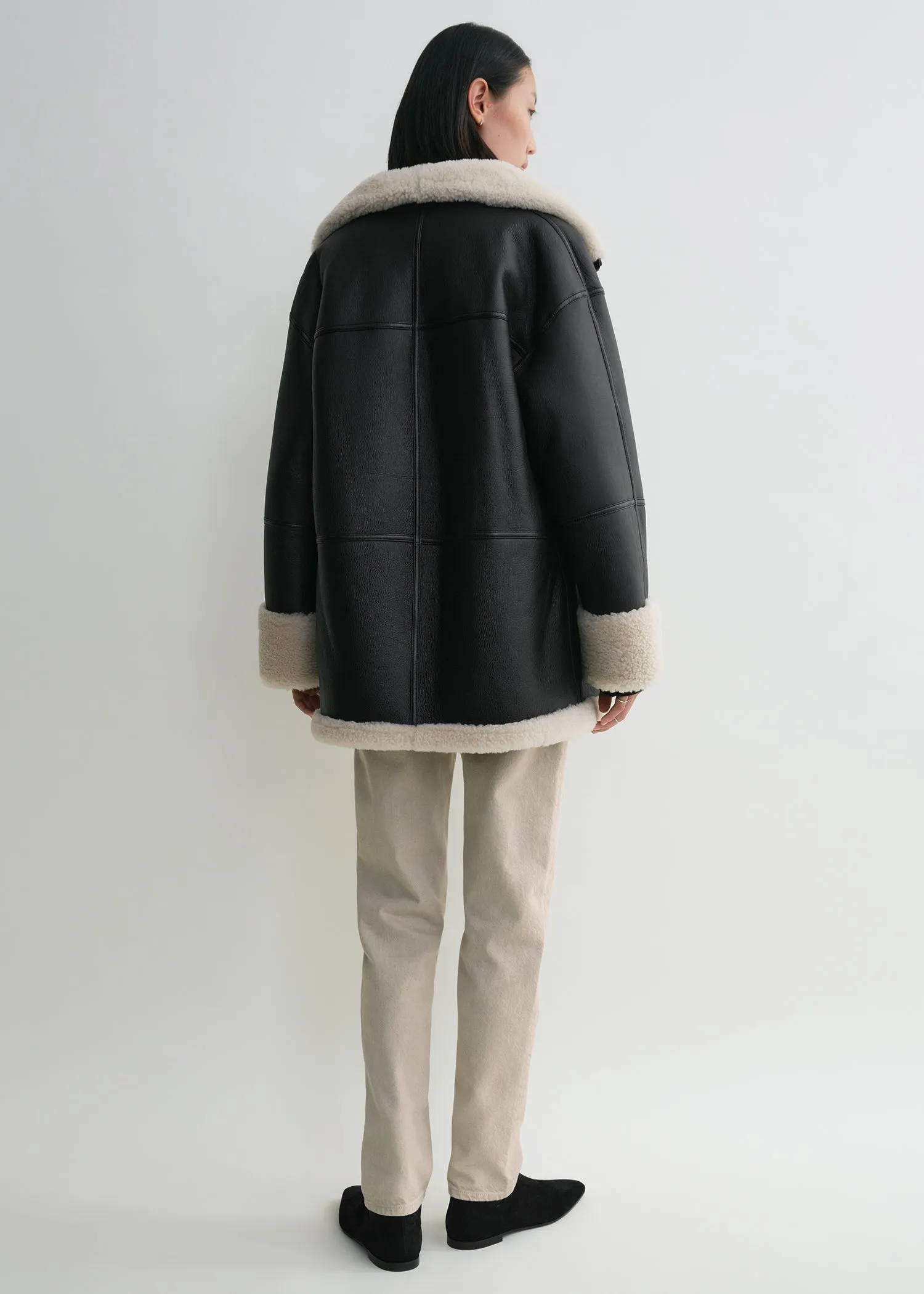 Signature shearling jacket black/off-white