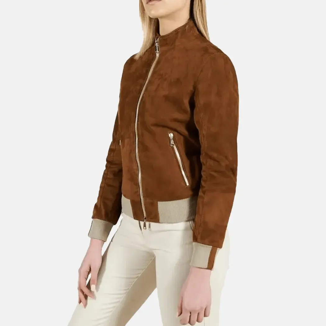 Skyward City Leather Bomber Jacket Women