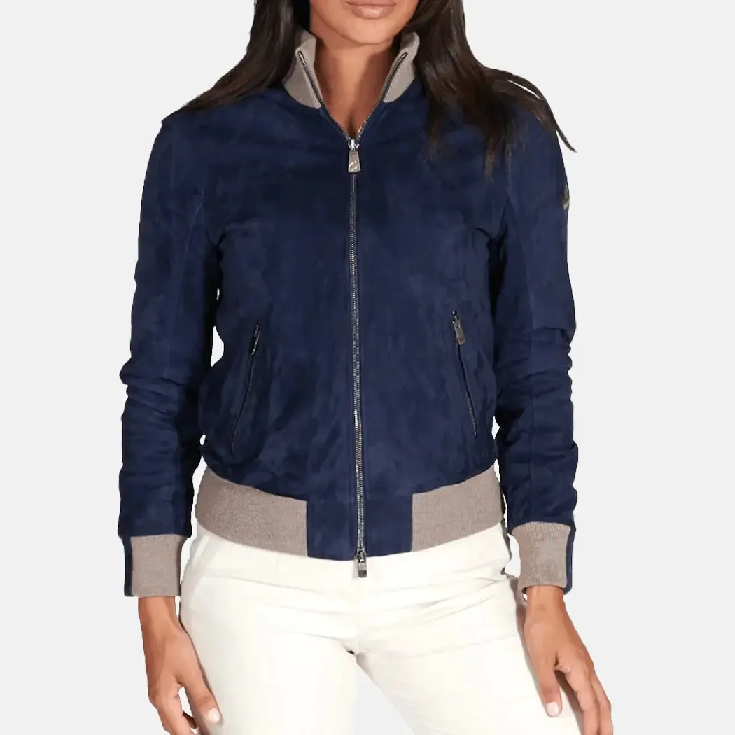 Skyward City Leather Bomber Jacket Women