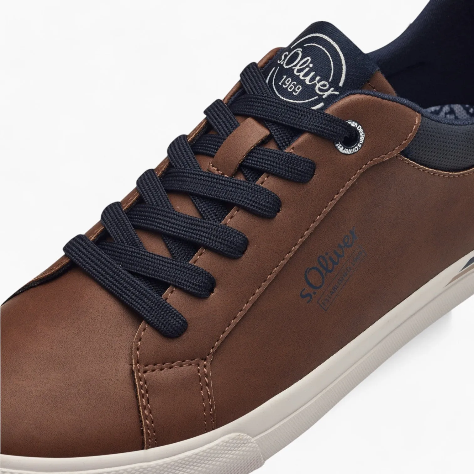 S.Oliver Brown Trainers with White Sole and Navy Details