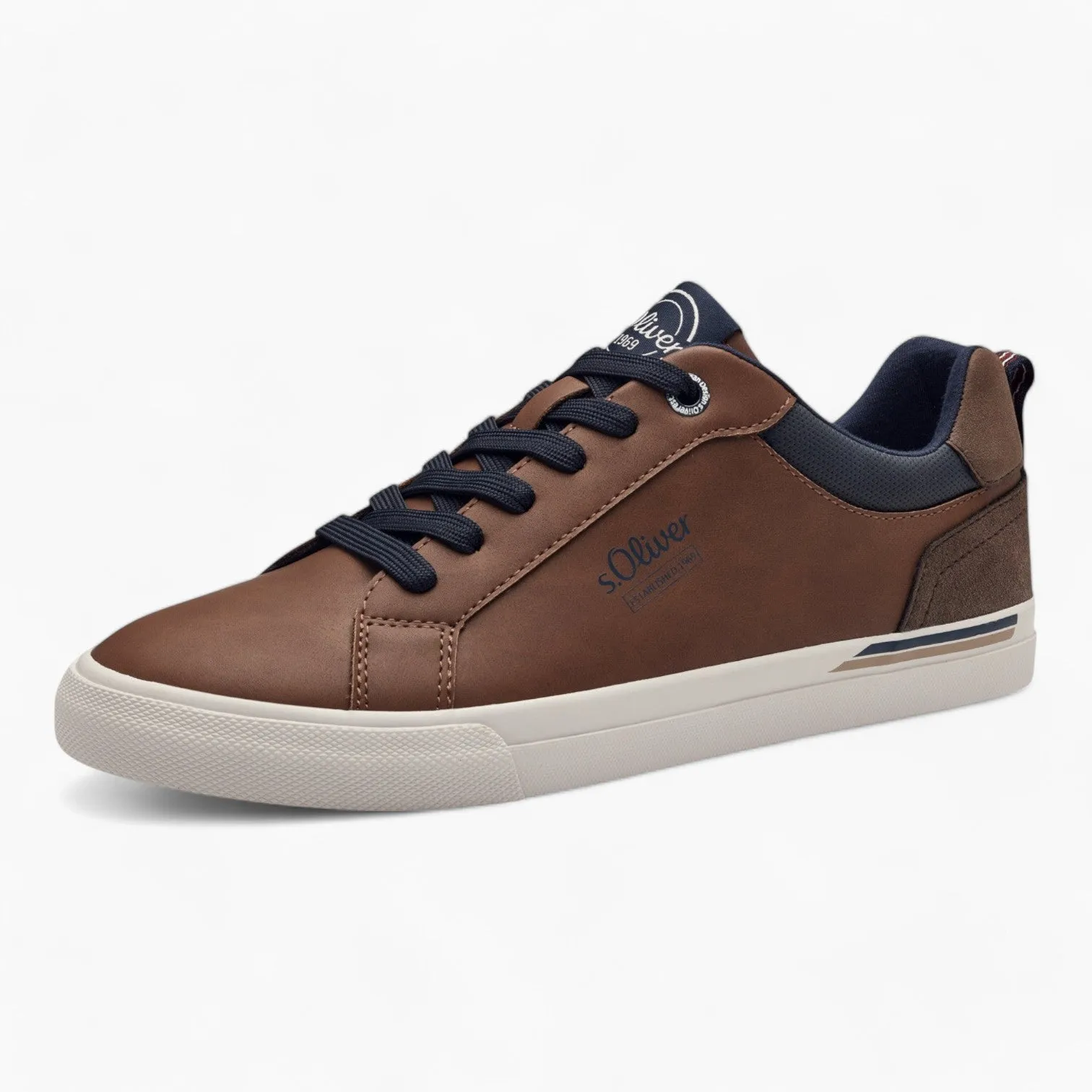 S.Oliver Brown Trainers with White Sole and Navy Details