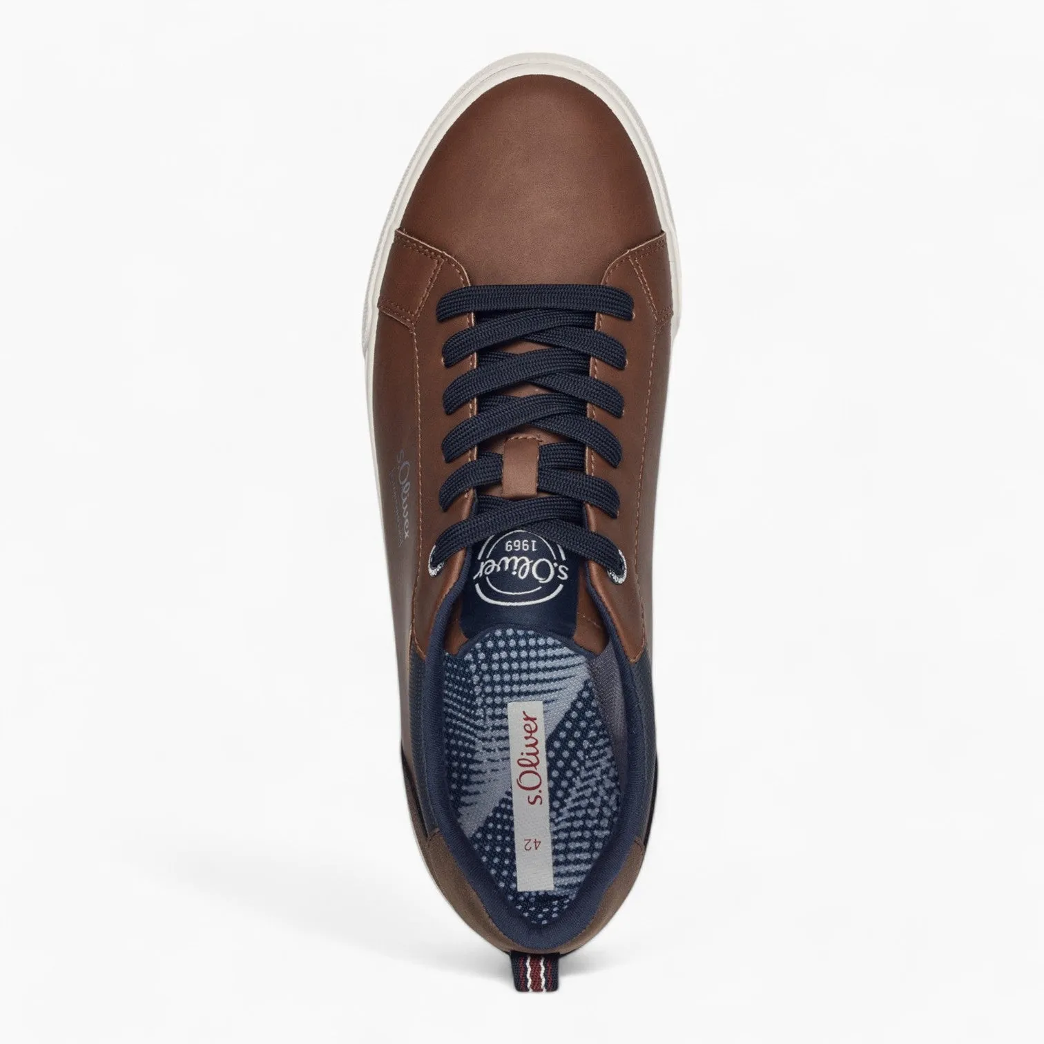 S.Oliver Brown Trainers with White Sole and Navy Details