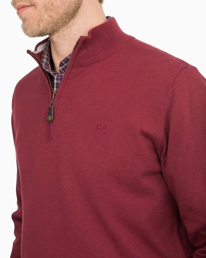 Southern Tide Pacific Quarter Zip Pullover Sweater - Black Cherry