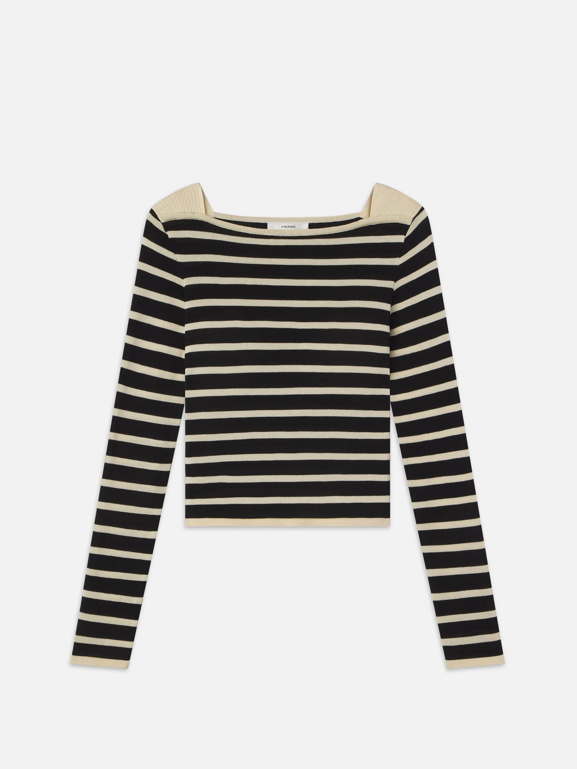 Striped Boatneck Sweater -- Black Multi