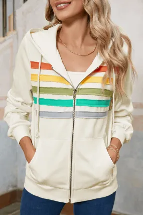 Striped Patchwork Side Pockets Zipper Hoodie – Your New Favorite Hoodie That Actually Has Style