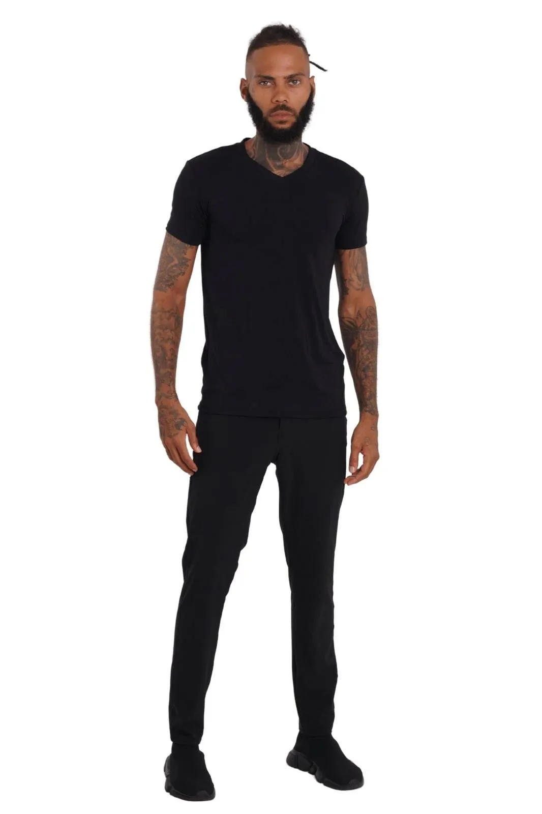 Taipei Mens Black Slim Fit Trousers