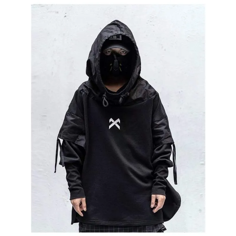 Techwear Black hoodie streetwear