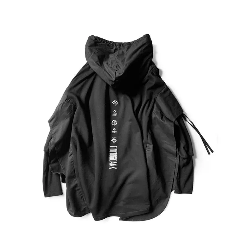 Techwear Black hoodie streetwear