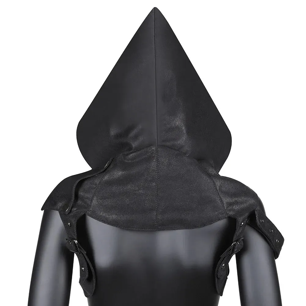 TEEK - Black Headscarf Leather Zippered Hoodie