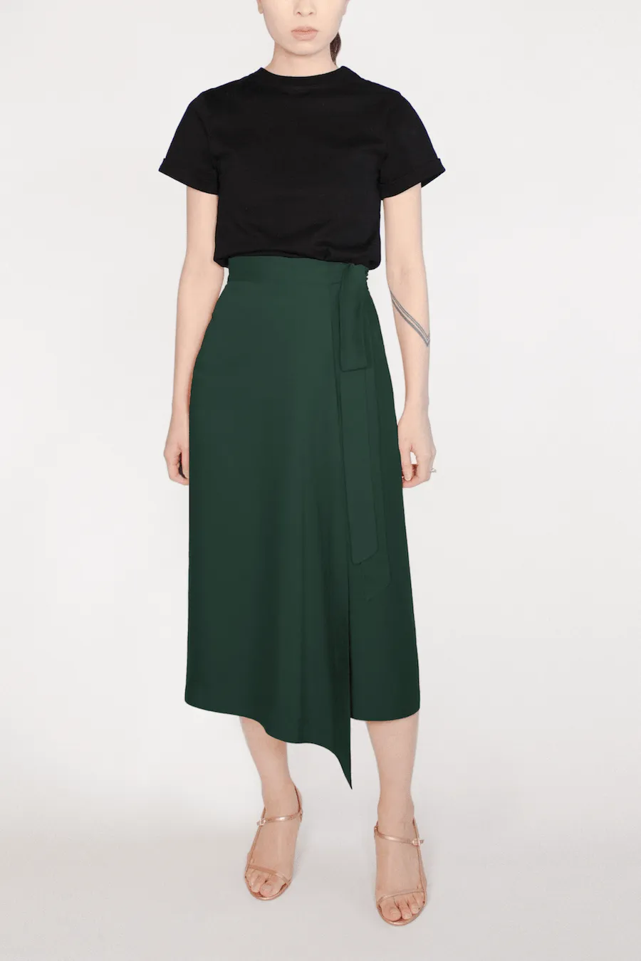 TENCEL™ Lyocell Midi Wrap Skirt -- Green