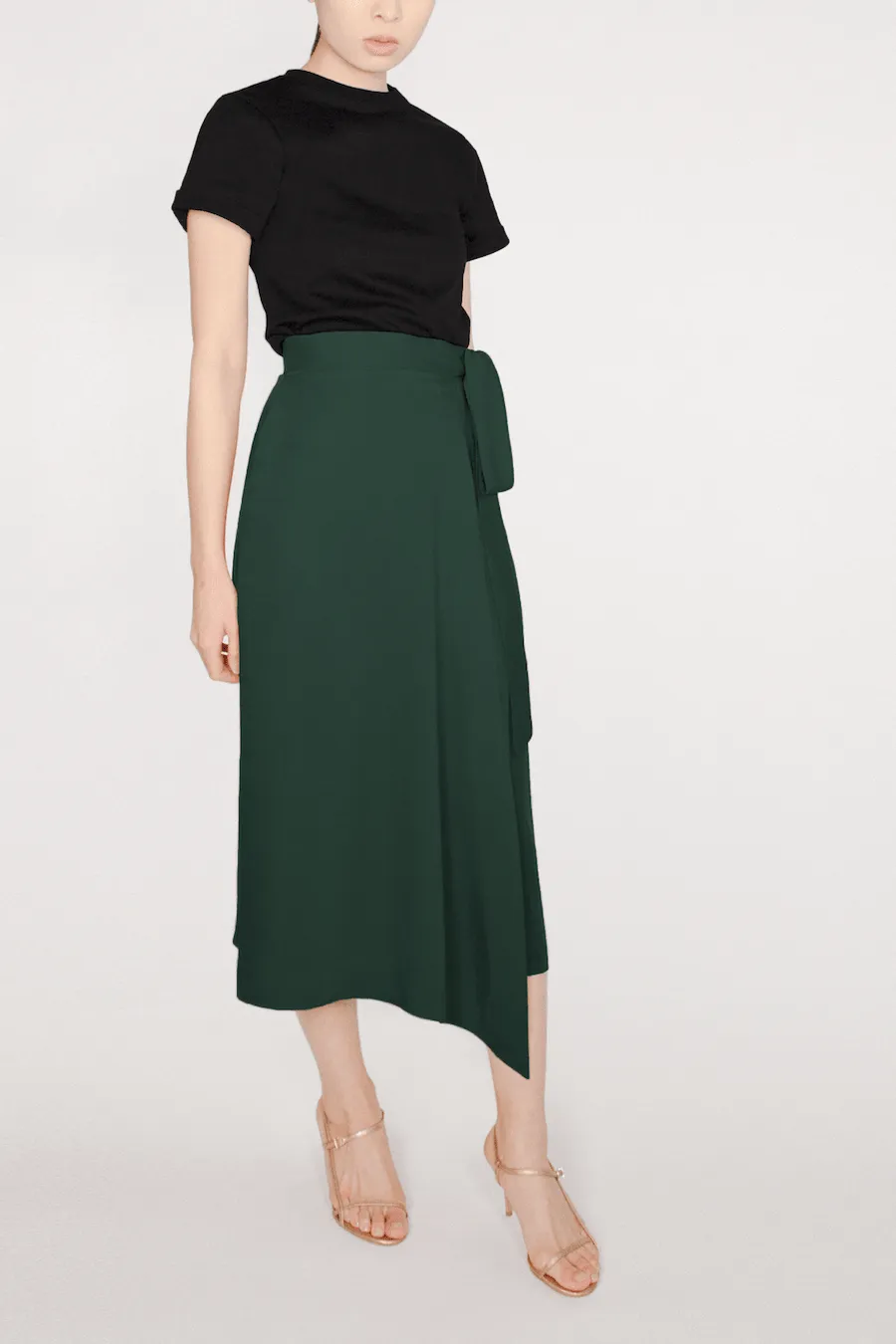 TENCEL™ Lyocell Midi Wrap Skirt -- Green