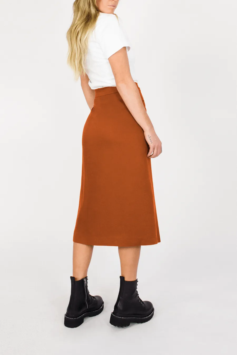 TENCEL™ Lyocell Midi Wrap Skirt -- Rust