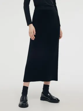 Tencel Stretch Knitted Women Midi Skirt