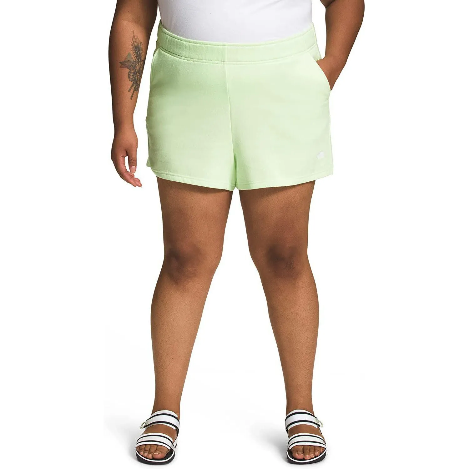 THE NORTH FACE Women's Plus Half Dome Fleece Short, Lime Cream/TNF White, 3X Regular