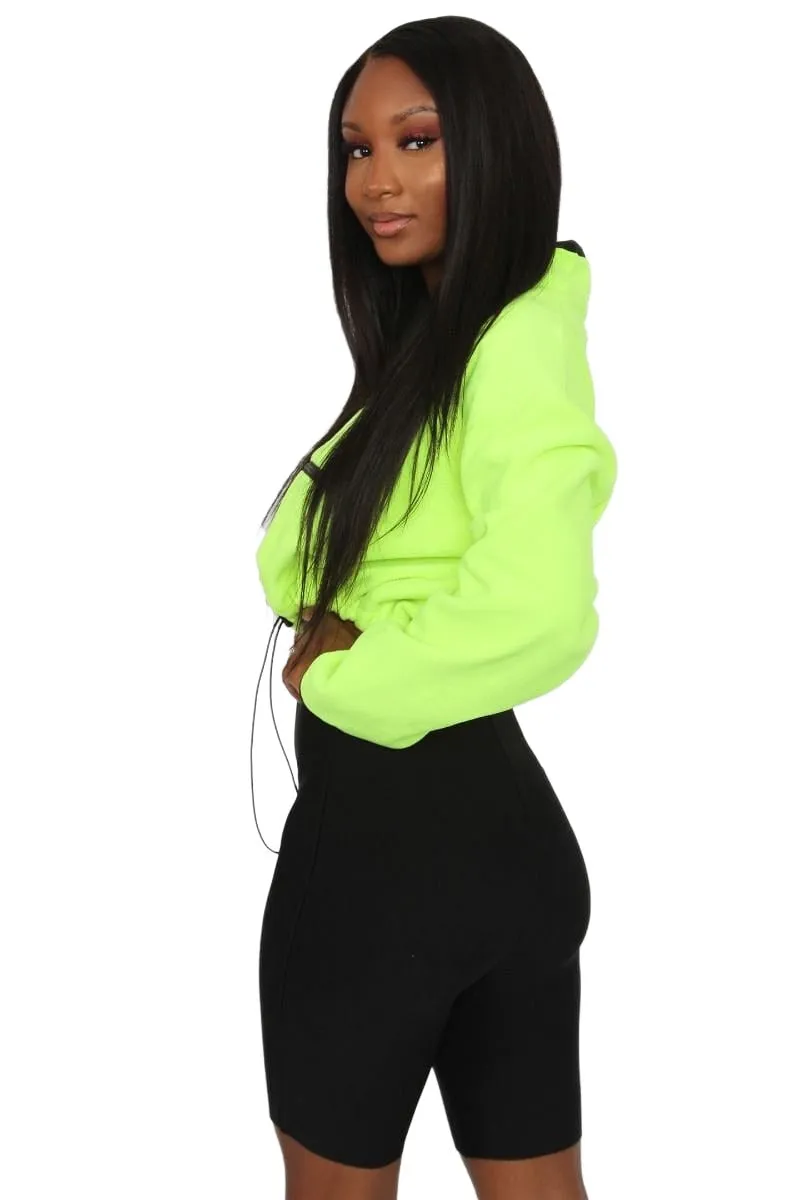 TIC TOC - Neon - Crop Fleece Half Zip Sweater